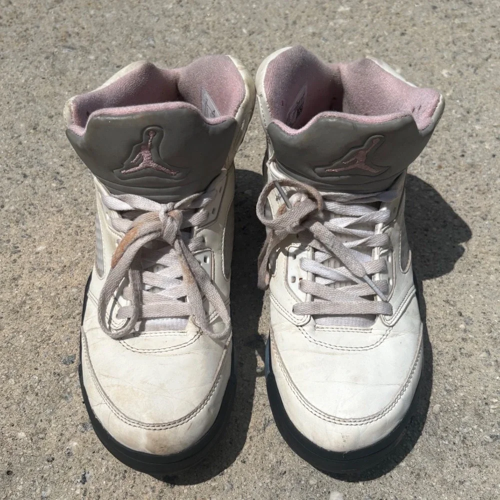 Nike Air Jordan 5 Retro White Pink Black HQ7978-102 Mens 8 Basketball Shoes